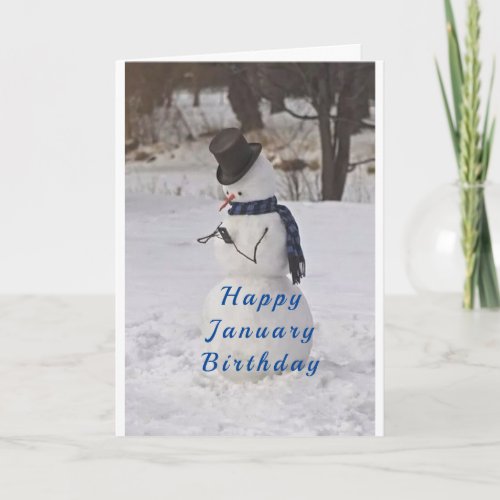 SNOWMAN SAYS HAPPY JANUARY BIRTHDAY CARD