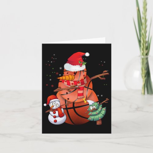 Snowman Scarf Heart Basketball Santa Hat Snow Chri Card