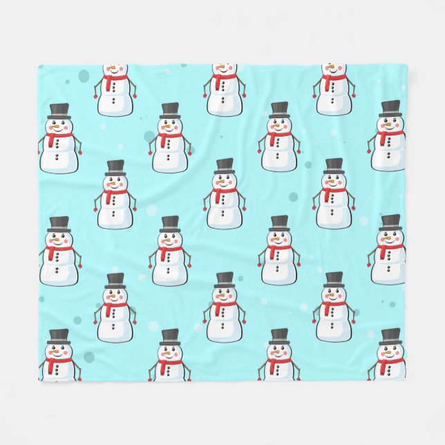 Snowman Seamless Pattern  Fleece Blanket (Front (Horizontal))