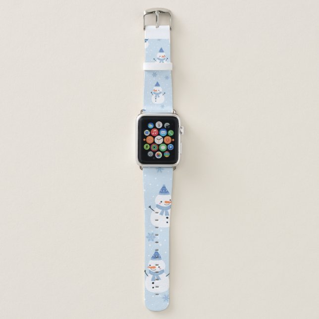 Snowman seamless pattern,winter background,winter  apple watch band (Front)