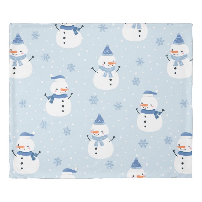 Snowman seamless pattern,winter background,winter  duvet cover (Front)
