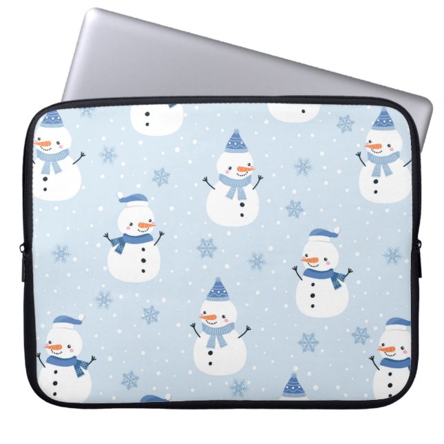 Snowman seamless pattern,winter background,winter  laptop sleeve (Front)