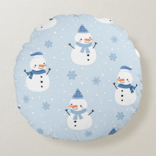 Snowman seamless pattern,winter background,winter  round pillow
