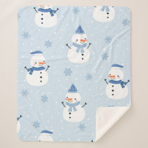 Snowman seamless pattern,winter background,winter sherpa blanket