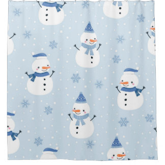 Snowman seamless pattern,winter background,winter shower curtain