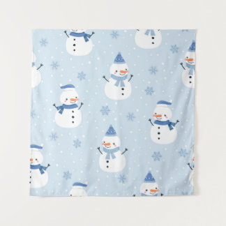 Snowman seamless pattern,winter background,winter tapestry