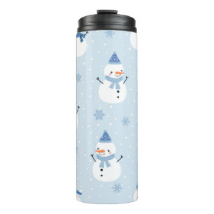 Snowman seamless pattern,winter background,winter thermal tumbler