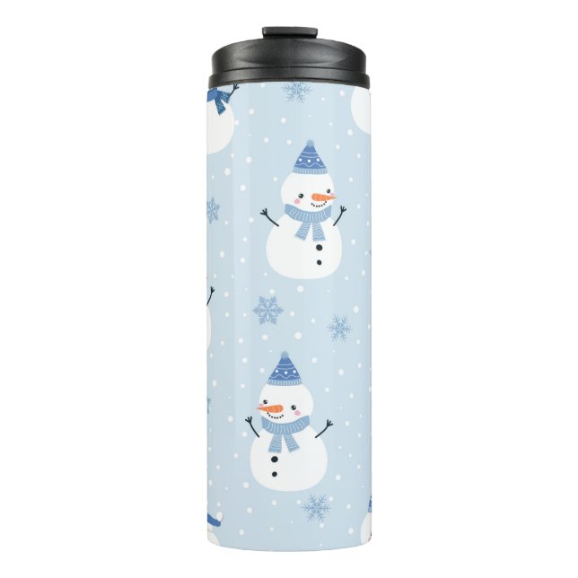 Snowman seamless pattern,winter background,winter  thermal tumbler (Front)