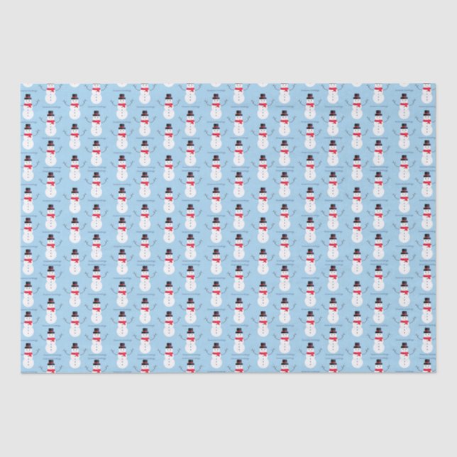 Snowman Seasons Greetings Blue Christmas Holiday  Tissue Paper (Front)