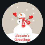 Snowman Season's Greetings Christmas sticker<br><div class="desc">This is a cute sticker to put on your Christmas envelopes or gifts.</div>