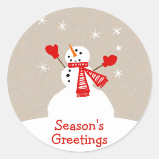 Snowman Season's Greetings Christmas sticker