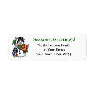 Snowman Seasons Greetings Return Address Labels