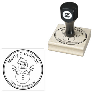 Snowman Shape Festive Drawing Merry Christmas Rubber Stamp