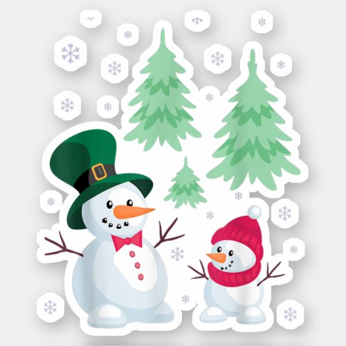 Snowman Shirt Christmas Tree Snowflakes T_Shirt Sticker