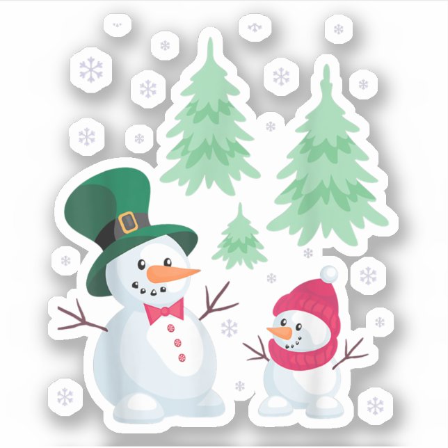 Snowman Shirt Christmas Tree Snowflakes T-Shirt Sticker (Front)