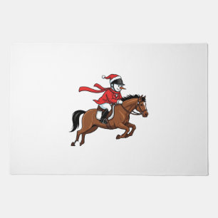 Snowman Show Jumping Christmas 2026 Holiday Equest Doormat