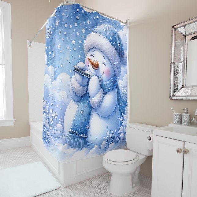 Snowman Shower Curtain (In Situ)