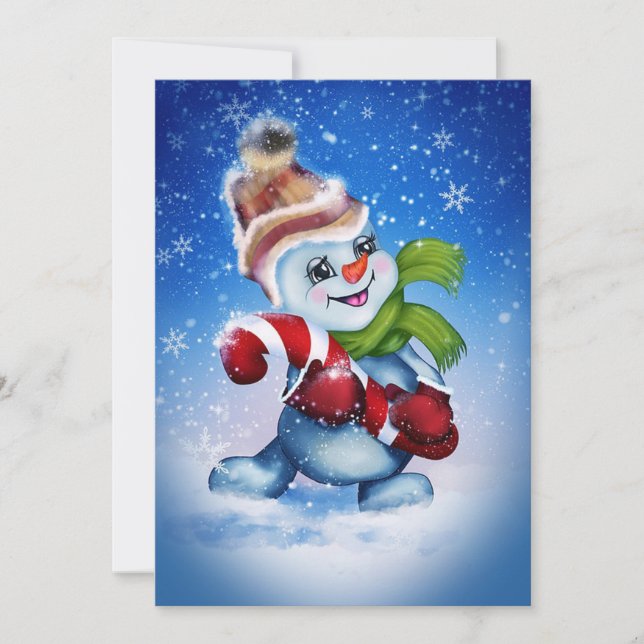 Snowman Shuffle Holiday Card (Front)
