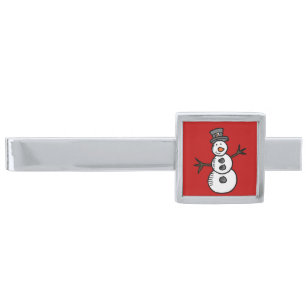 Snowman Silver Finish Tie Bar