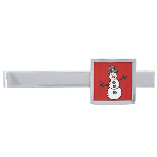 Snowman Silver Finish Tie Bar (Front)