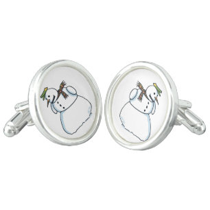 Snowman silver plated cufflinks