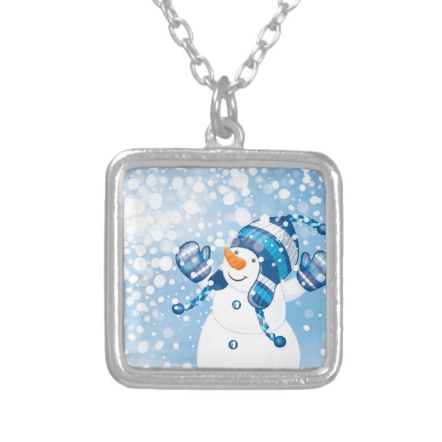 Snowman Silver Plated Necklace (Front)
