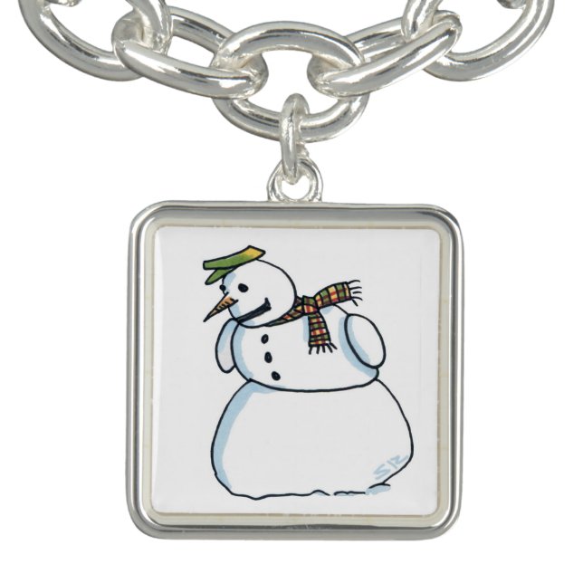 Snowman silver square charm bracelet (Design)