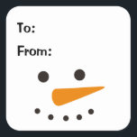 Snowman Simple Christmas Gift Square Sticker<br><div class="desc">Cute snowman face holiday decorative to & from gift sticker  Perfect for holiday gift tags</div>