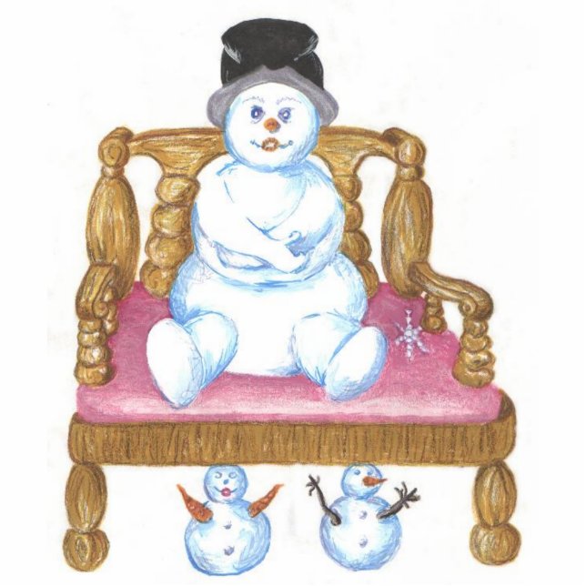 Snowman Sitting On A Bench Brooch Pin Cutout (Front)