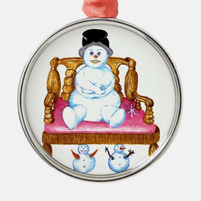 Snowman Sitting On a bench ornament (Front)