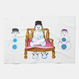 Snowman Sitting On Bench, & Snowman Kitchen Towel