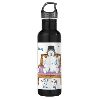 Snowman Sitting on themed bench Liberty Water Bott Stainless Steel Water Bottle