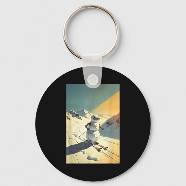 Snowman skiing  keychain (Front)