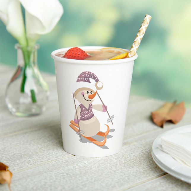 Snowman Skiing Paper Cups (Creator Uploaded)
