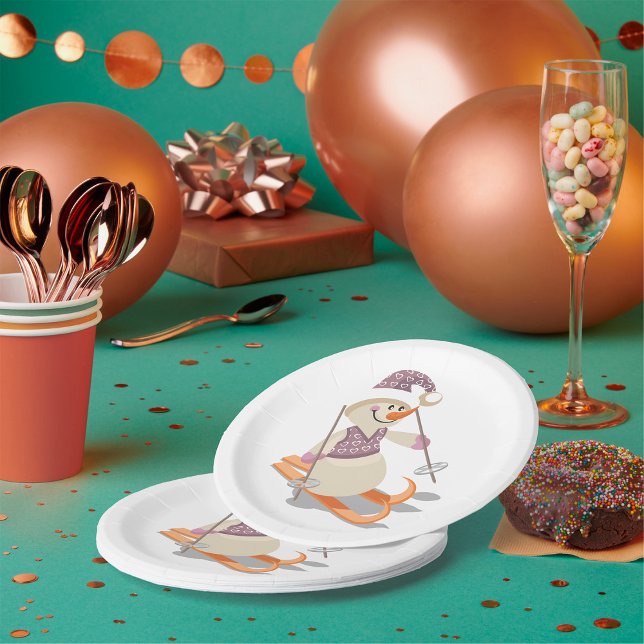 Snowman Skiing Paper Plates (Creator Uploaded)