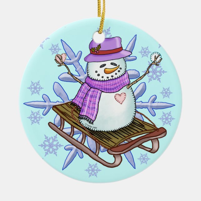 Snowman Sled  Ornament (Front)