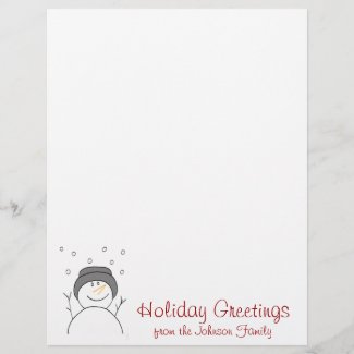 Snowman Smiling Christmas Holiday Letter