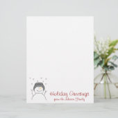Snowman Smiling Christmas Holiday Letter (Standing Front)