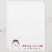 Snowman Smiling Christmas Holiday Letter (Front/Back)