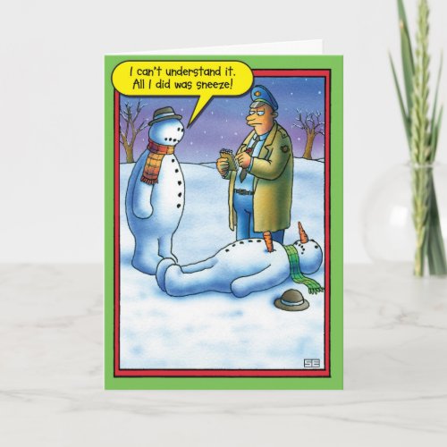 Snowman Sneeze Christmas Humor Greeting Card