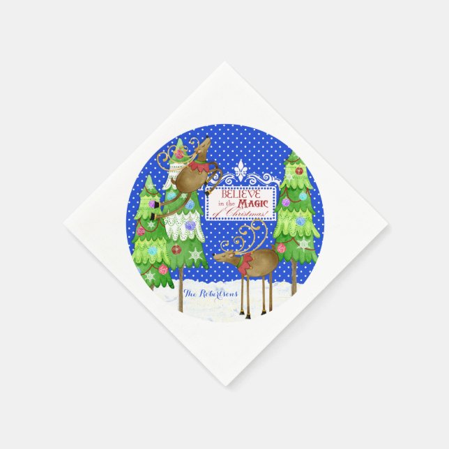 Snowman Snow Angel Snowflake Winter Holiday Party Napkins (Corner)