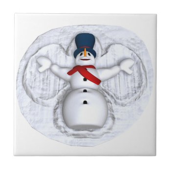 Snowman Snow Angel Tile Trivet by pmcustomgifts at Zazzle