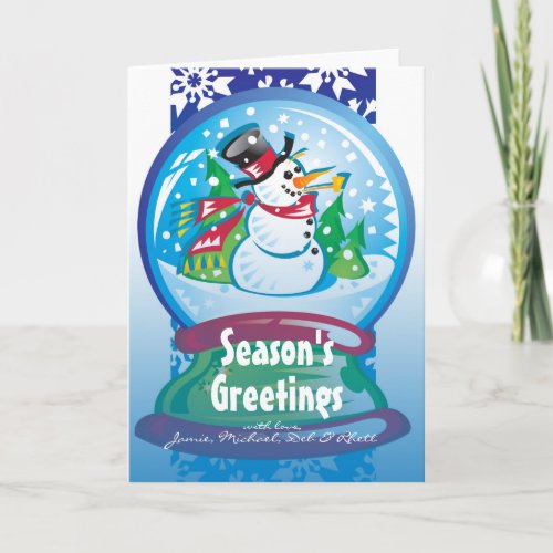 Snowman snow dome holiday card