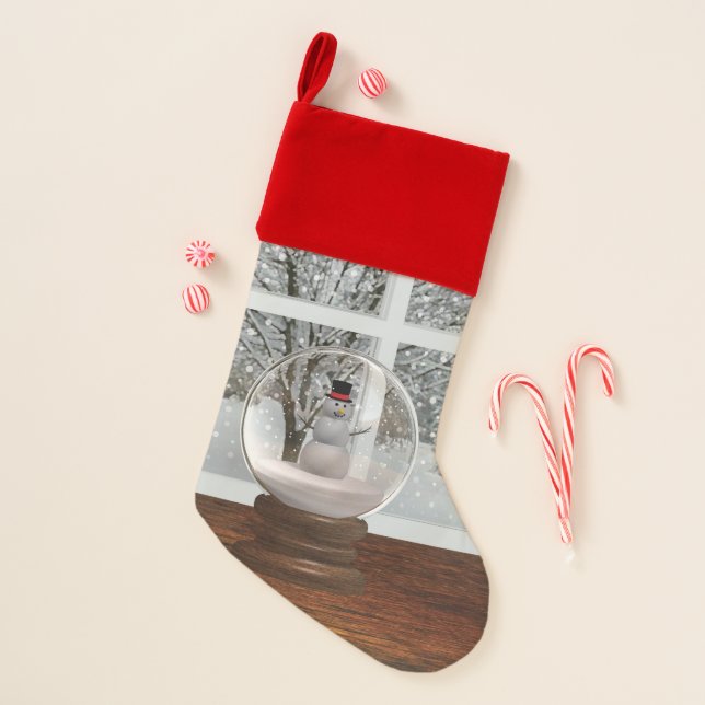 Snowman Snow Globe Christmas Stocking (Front)