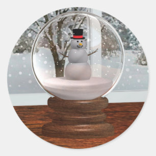 Snowman Snow Globe Classic Round Sticker
