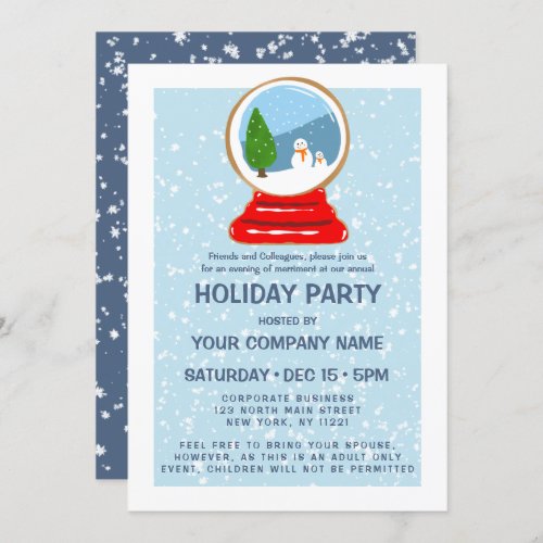 Snowman Snow Globe Cookie Corporate Holiday Invitation