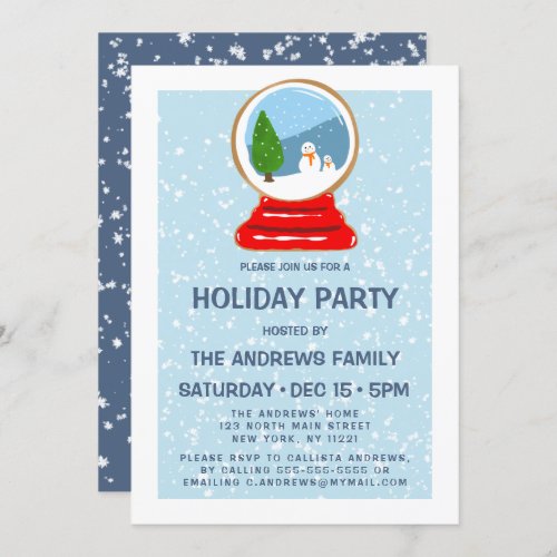 Snowman Snow Globe Cookie Illustration Holiday Invitation
