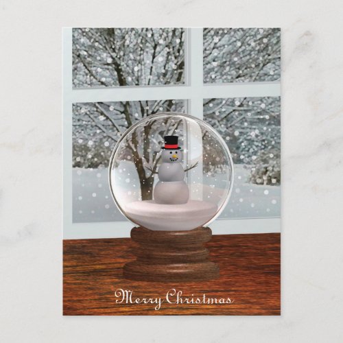 Snowman Snow Globe Postcard