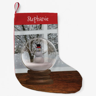Snowman Snow Globe Small Christmas Stocking