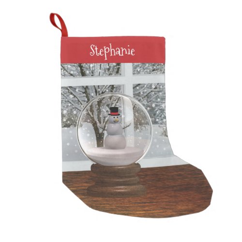 Snowman Snow Globe Small Christmas Stocking